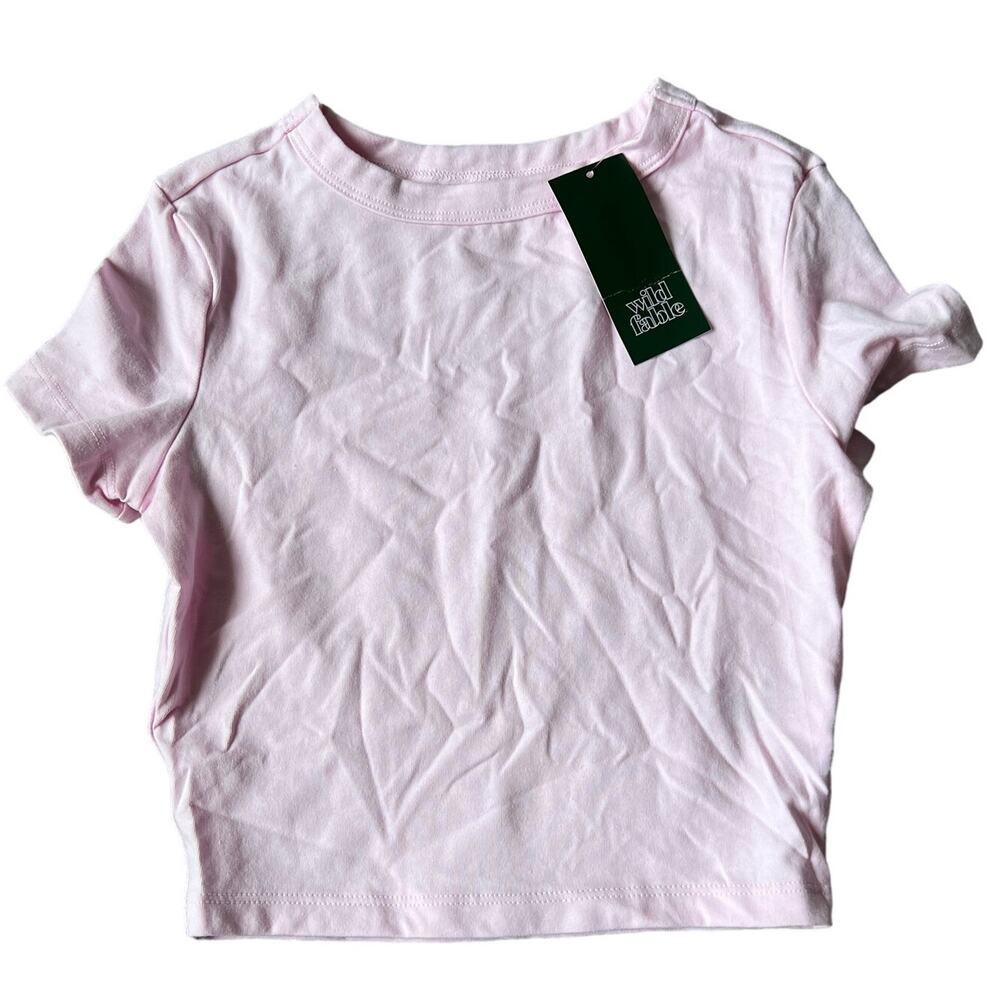 Wild Fable Women's Light Pink Short Sleeve Cropped T-Shirt - Size XXS -NWT